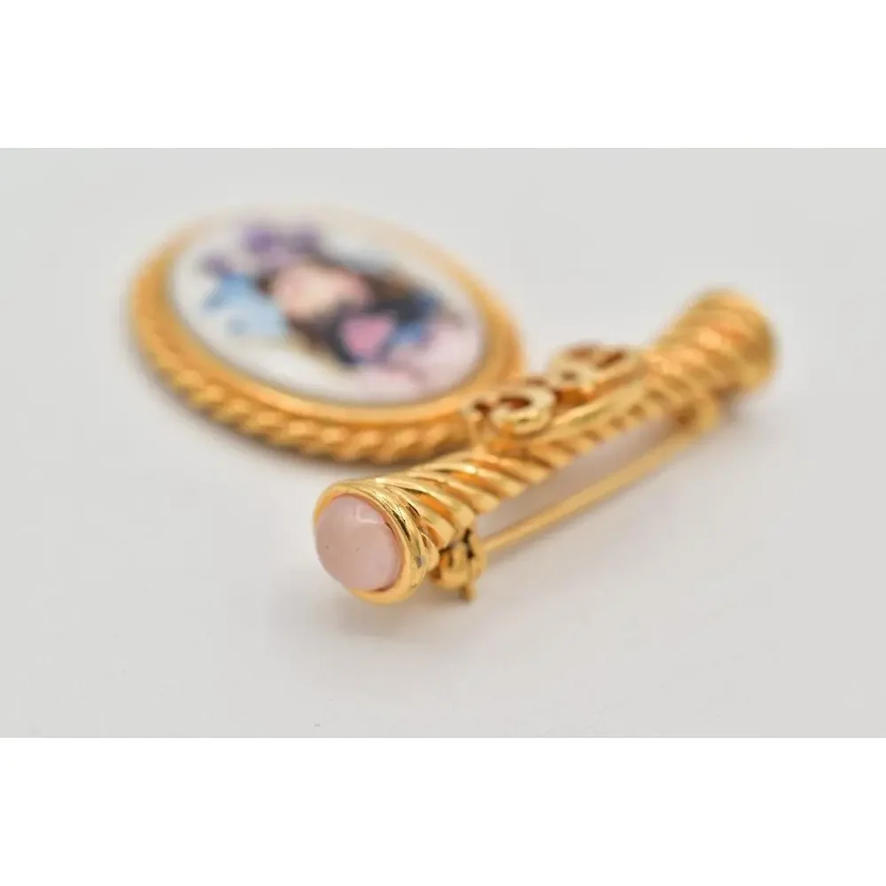 Avon Vintage Cameo President's Club Pin Brooch Pink Cabochon 1996-97 Signed 9B